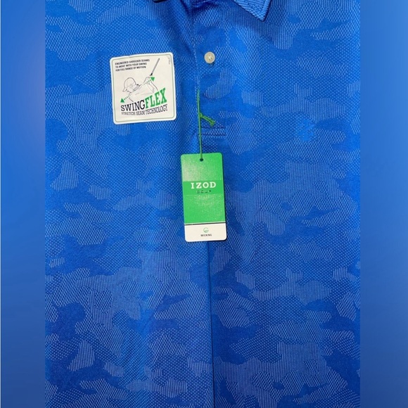 IZOD GOLF GRID POLO SHIRT BLUE COLOR SHORT SLEEVE NEBULAS BLUE SIZE EXTRA LARGE - Picture 13 of 14